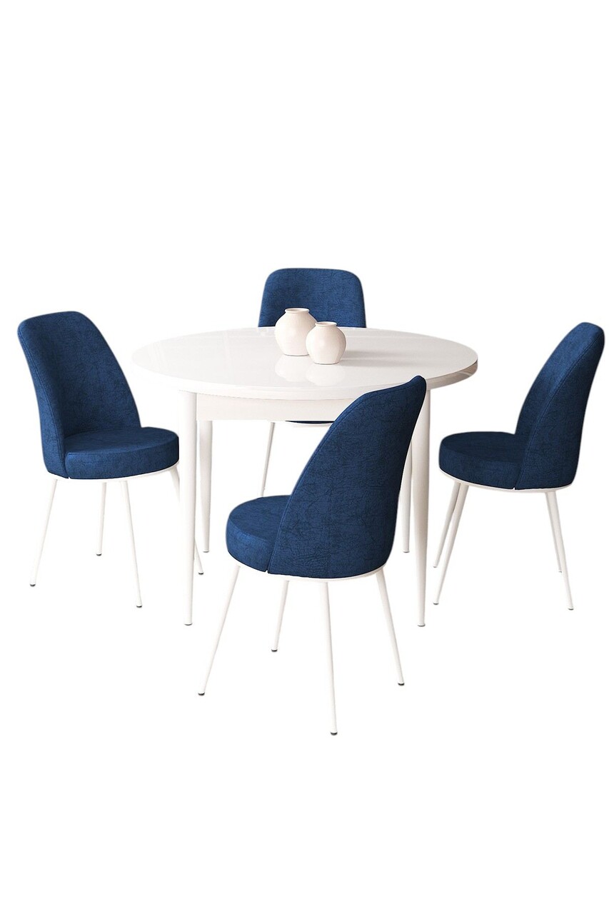 Set masă și scaune (5 bucăți), Hanah Home, Tor, Alb / Bleumarin - view 2