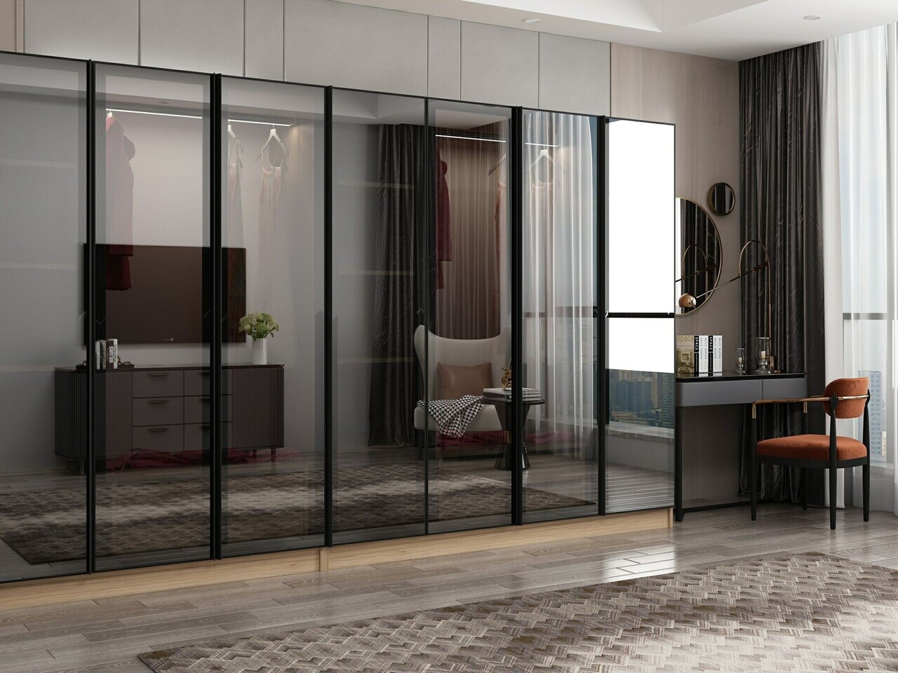 Dulap pentru haine, Hanah Home, Nisa, 315x210x52 cm, Dore — imaginea 2