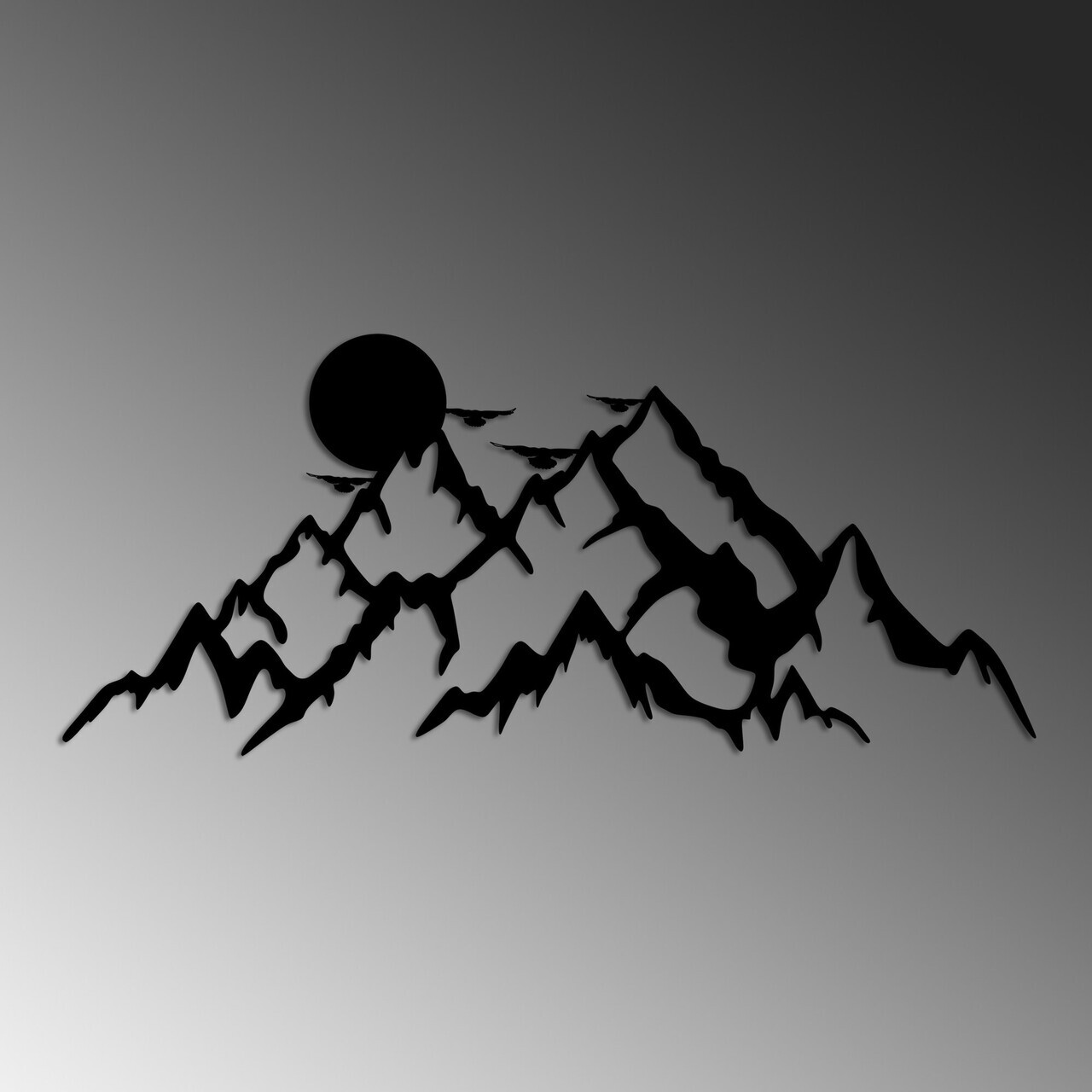 Decoratiune de perete, Full Mount And Mountain, Dimensiuni: 59 x 25 cm, Negru — imaginea 4