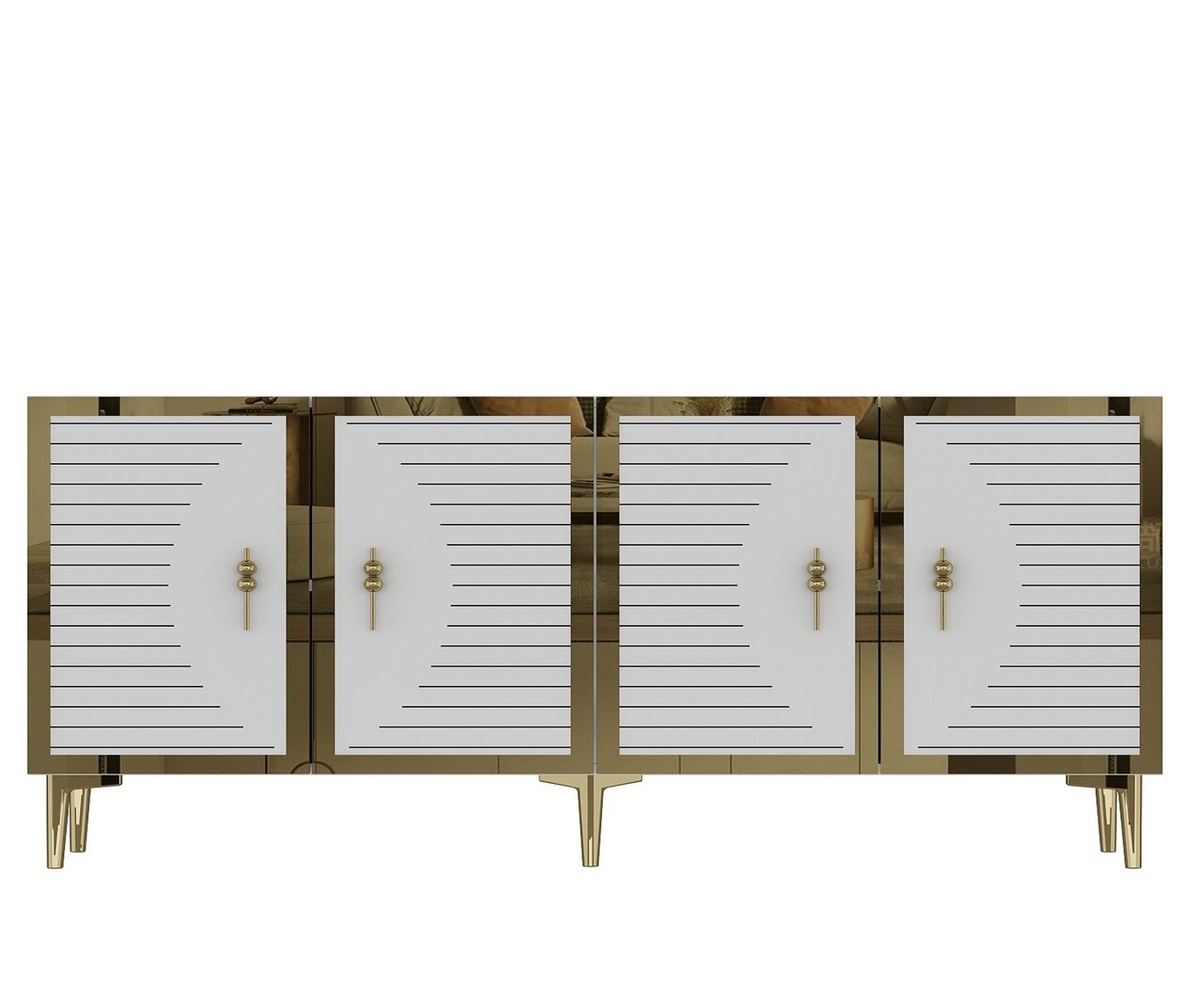 Consola, Hanah Home, Tuna 180, 180x75x32 cm, PAL , Alb/Auriu - view 3