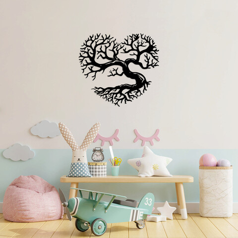 Decoratiune de perete, heart tree, metal, dimensiune: 70 x 64 cm, negru