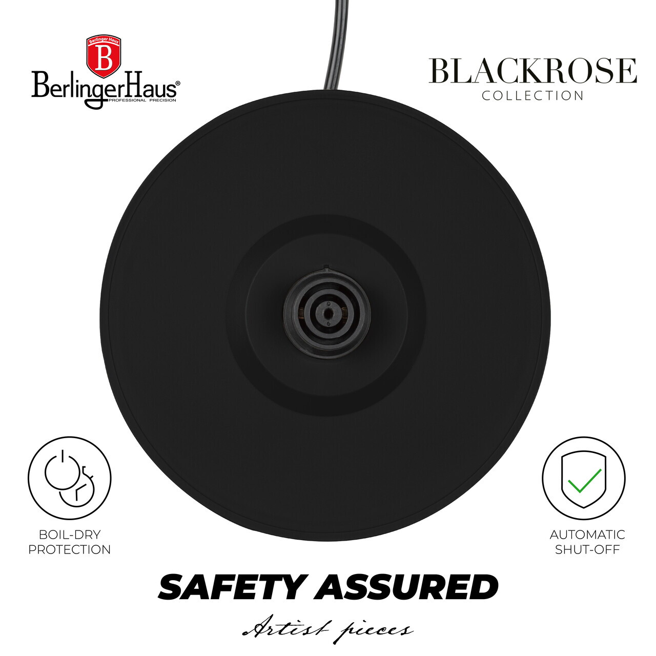 Ceainic electric cu pereti dubli Berlinger Haus, Matte Black, 1.7 L, plastic/inox, negru mat - imagine 9