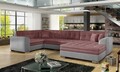 Coltar extensibil dreapta 5 locuri ELTAP, Damario, 338x189x78 cm, lemn/poliester, roz/gri