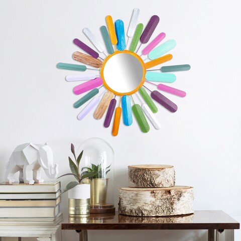 Decoratiune de perete, mirror sun, metal, dimensiune: 75 x 75 cm, multicolor