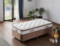 Saltea single, Base & Headboard, Niron, Latte, 90x38x190 cm, Cadru: OȚEL, Maro deschis