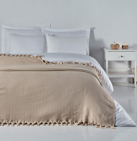 Cuvertura matlasata dubla, Balıksırtı – Beige, DC Home, Bumbac DC Home