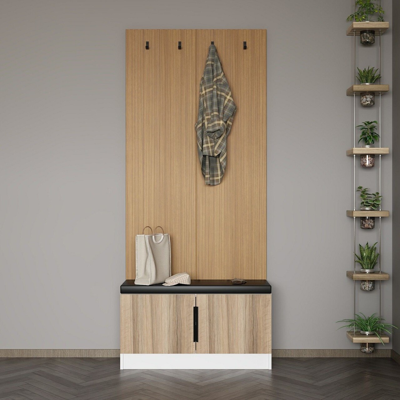 Cuier de perete, Minerva, Noah, 90x210x35 cm, PAL, Maro - 1 | YEO
