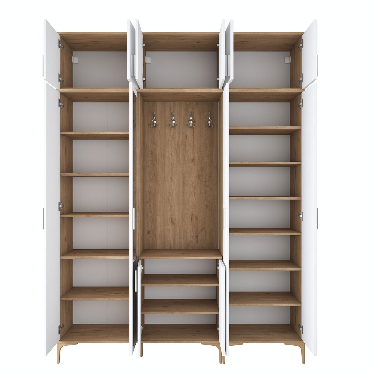 Cuier de perete, Hanah Home, EA157, 180x240x37.5 cm, PAL melaminat, Nuc/Alb - view 10
