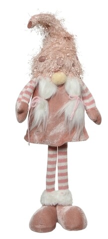 Decoratiune Gnome standing Girl, Decoris, 18x8x61 cm, poliester, roz Decoris imagine 2022 by aka-home.ro