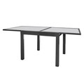 Masa extensibila Thais, 80-160 x 80 x 74 cm, aluminiu/sticla temperata, grafit