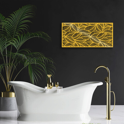 Decoratiune de perete, decorative panel 5, metal, 100 x 48 cm, auriu