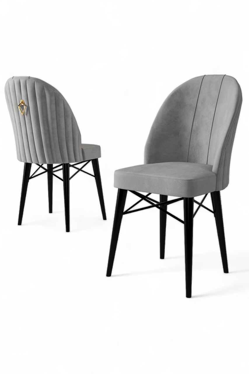 Set de scaune, Charlotte, Ritim, Metal, Gri/Negru - 2 | YEO