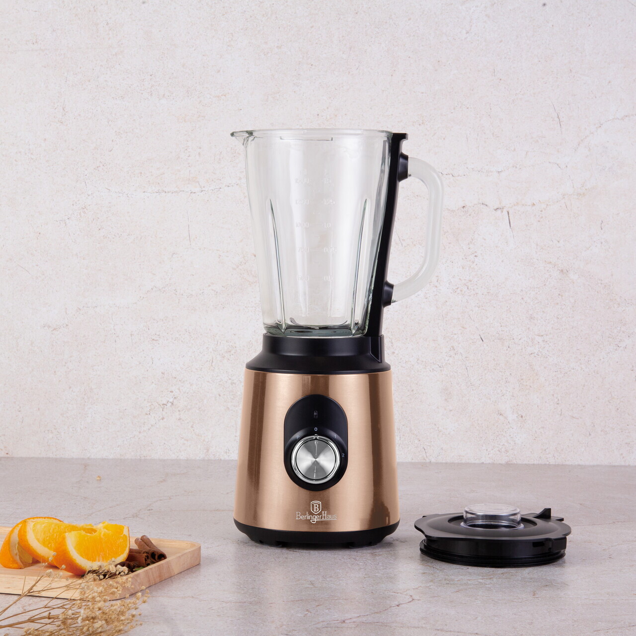 Blender de masa Berlinger Haus, Rose Gold, 1000W, 1.5 L, inox/sticla/plastic, roz/transparent - imagine 4