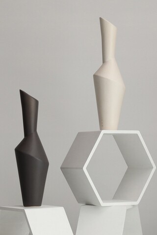 Vaza, BSI227, 11x11x32 cm, Ceramica, Alb