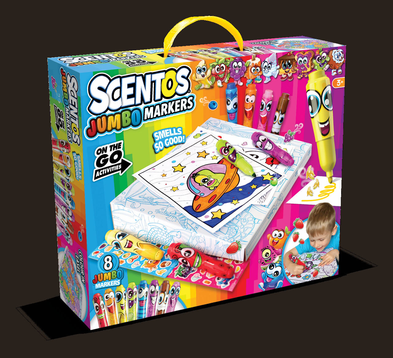 Set travel de activitati creative cu markere Jumbo parfumate, Scentos, multicolor
