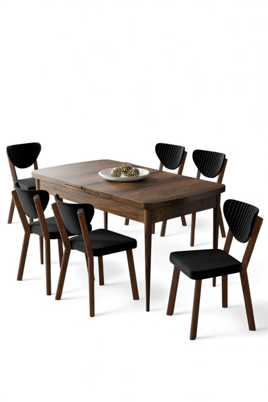 Set masa extensibila si scaune, Hanah Home, Exve, Baroc / Negru - view 2