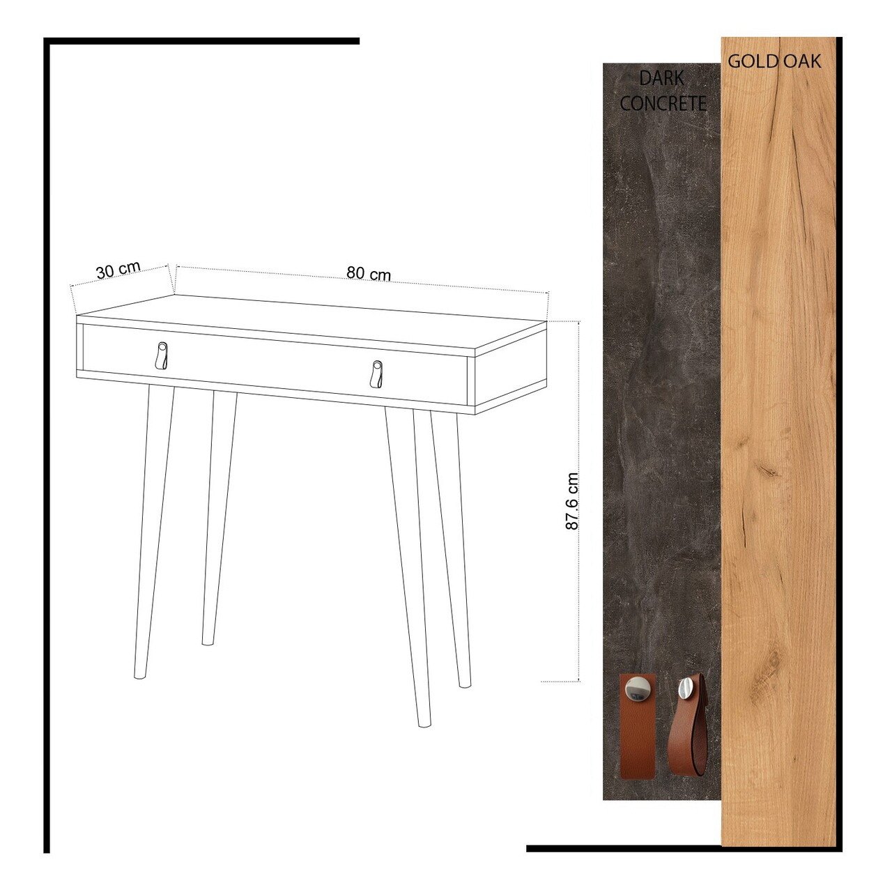 Bufet, Mod Design, Illas, 80x87.6x30 cm, Stejar / Gri închis
