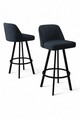 Set scaun de bar (4 bucăți), Charlotte, Atex, Antracit / Negru