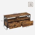 Comoda TV cu sertare, Vasagle, pana la 55 inch, 120x40x50 cm, PAL/otel, maro