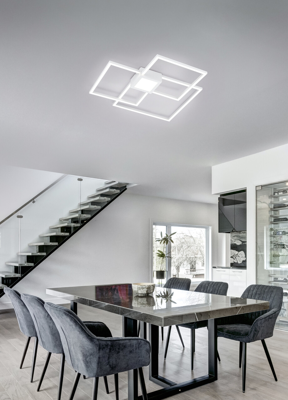 Plafoniera Hydra, TRIO, 65.5x65.5x6.5 cm, 38W, 1x SMD, metal, alb mat