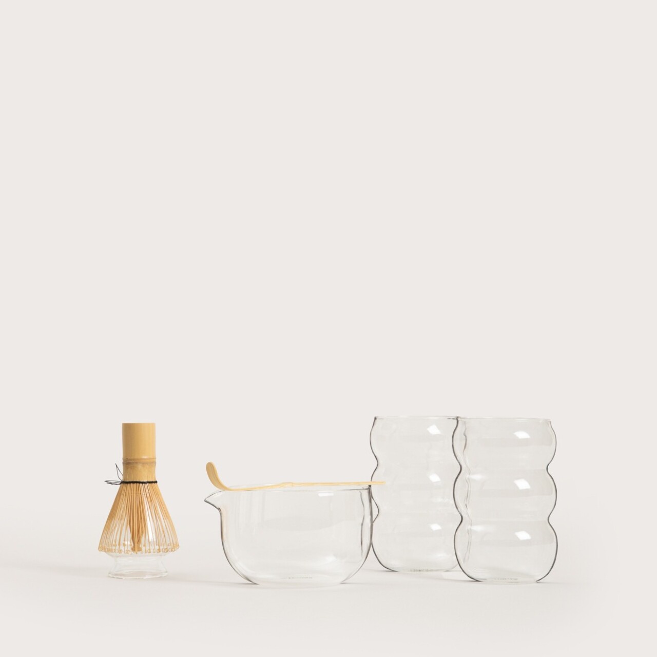 Set 4 piese pentru matcha Izanami, Homla, 550 ml/600 ml, sticla/bambus, natur/transparent - view 3