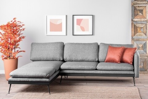 Coltar Reya Corner, Futon, 275x190x90 cm, metal, gri Futon