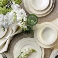 Serviciu de masa, 24 piese, Kutahya Porselen, BNIRM24Y2520, portelan, alb/auriu