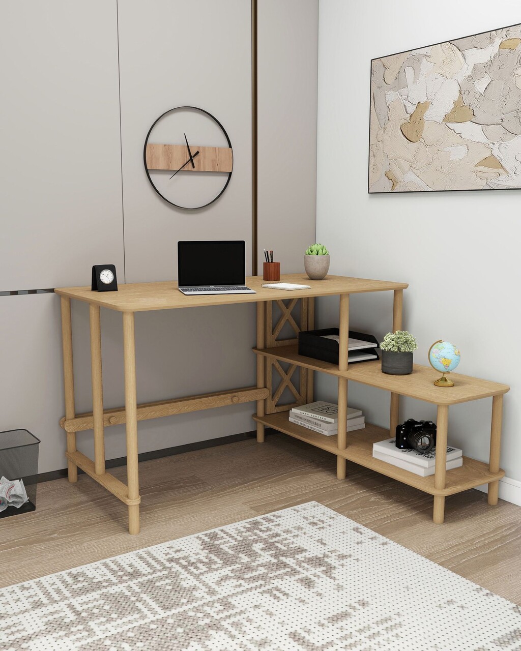 Birou Hanah Home Tavalo 125x75x65 cm Stejar