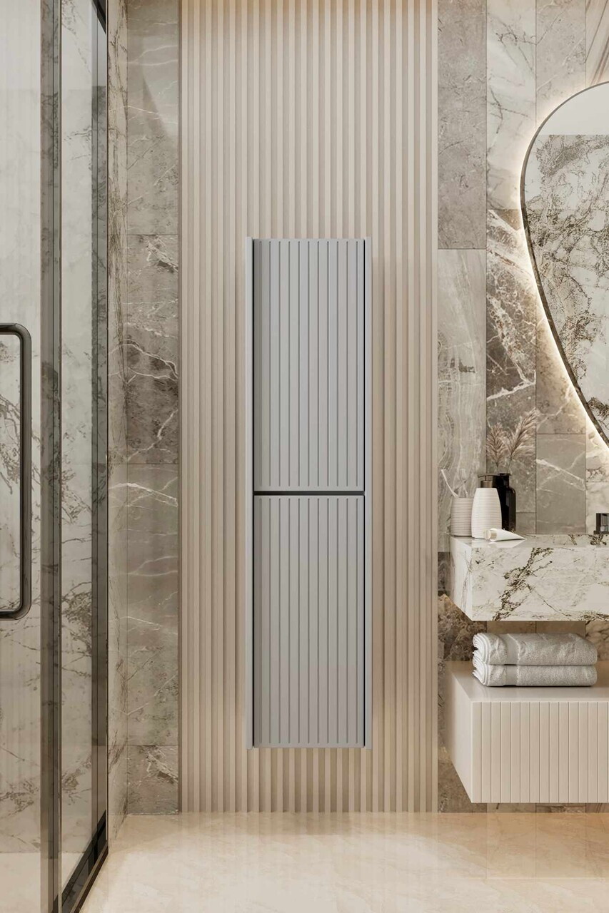 Dulap de baie, Hanah Home, Capella, 34x138x32 cm, MDF, Gri deschis - view 2