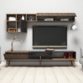 Comoda TV cu 2 rafturi, Hommy Craft, Milan, pal melaminat, nuc/negru