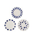 Set 3 farfurii desert, Bloomingville, Linora, 22x2.5 cm, ceramica, albastru