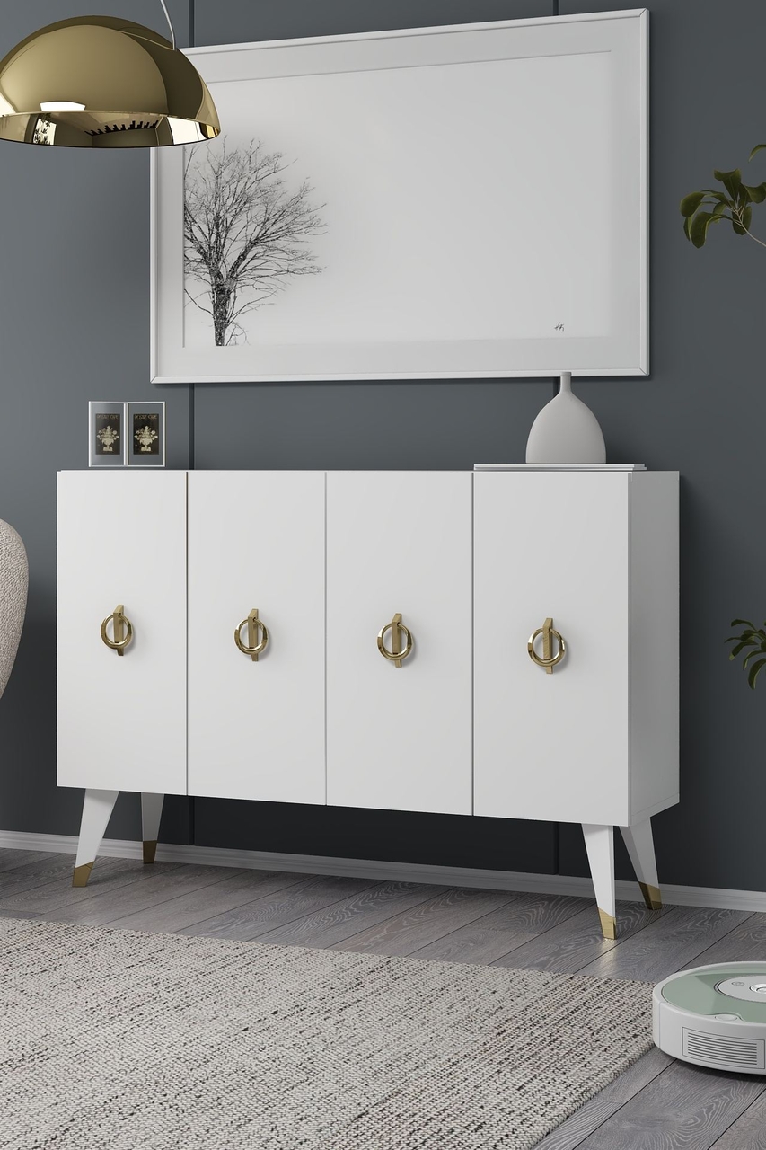 Consola, Hanah Home, 8185KM-32, 120x80x29.6 cm, PAL , Alb/Auriu