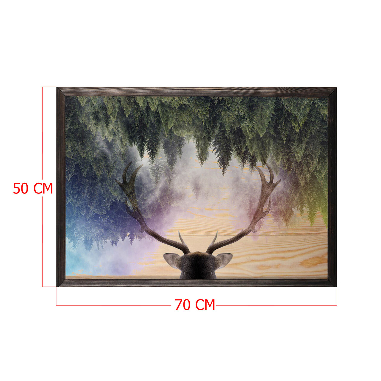 Tablou decorativ, Stag Heaven XL, Lemn, Lemn, Multicolor