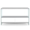 Consola cu 2 sertare, Norrel, L.120 l.40 H.76, pal/mdf/sticla, alb/gri
