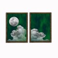 Set 2 tablouri decorative, BUL007, MDF, Imprimat UV, Verde / Alb / Nuc