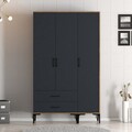 Dulap pentru haine, Hommy Craft, Kumsal ST, 120x47.5x201.4 cm, PAL, Nuc / Antracit