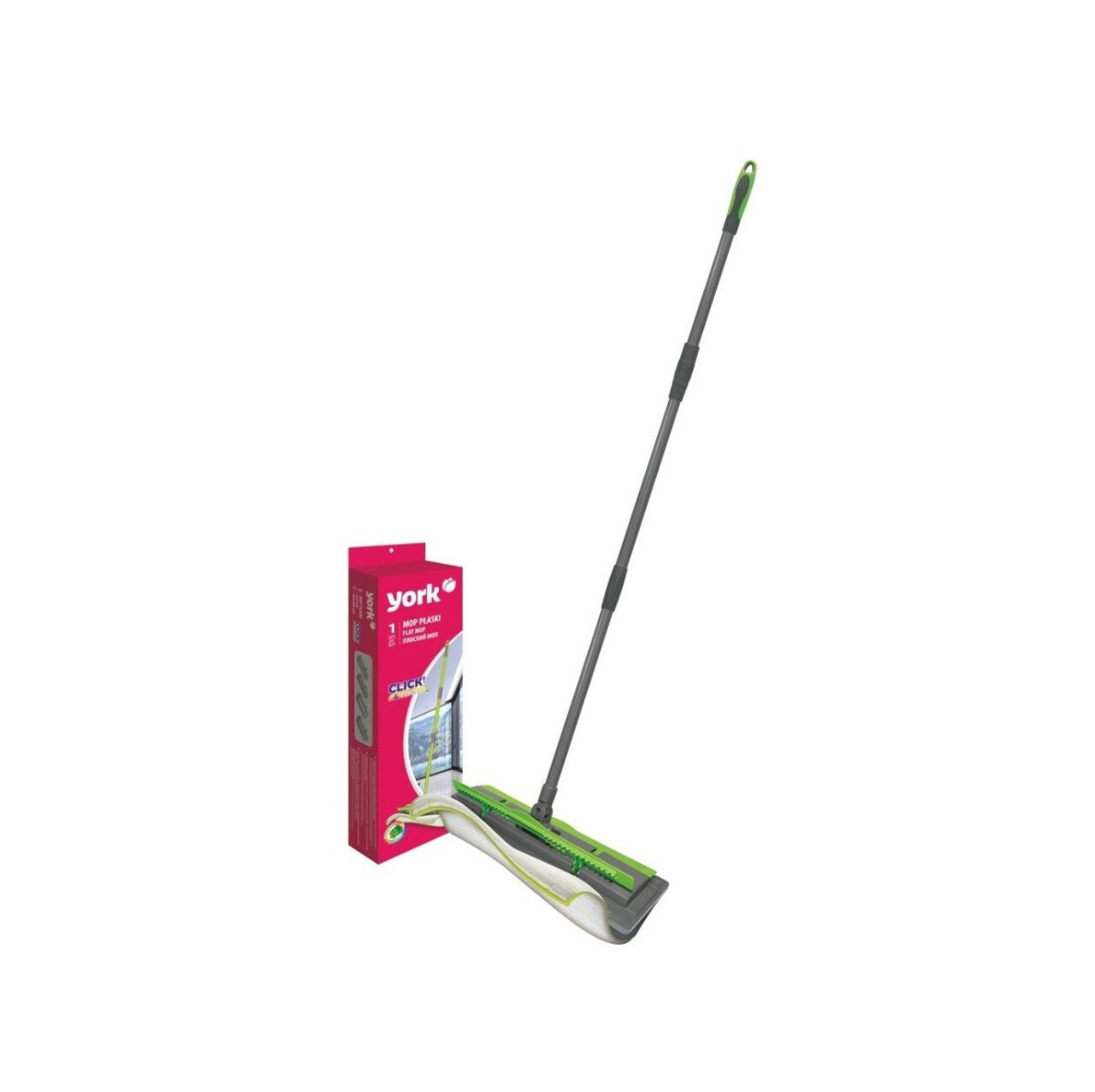 Mop plat cu coada telescopica 2in1, Click & Collect, York,  130 cm