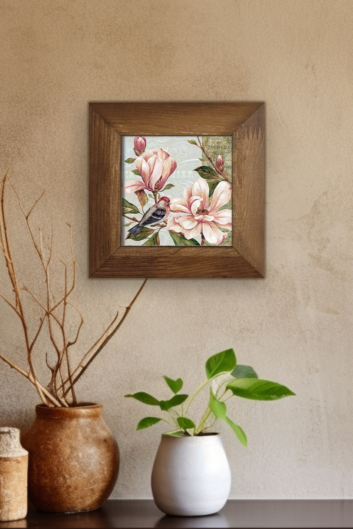 Tablou decorativ, Artvessakaro17, Ceramica, Cadru: 100% LEMN (Grosime: 2,5 cm), Multicolor