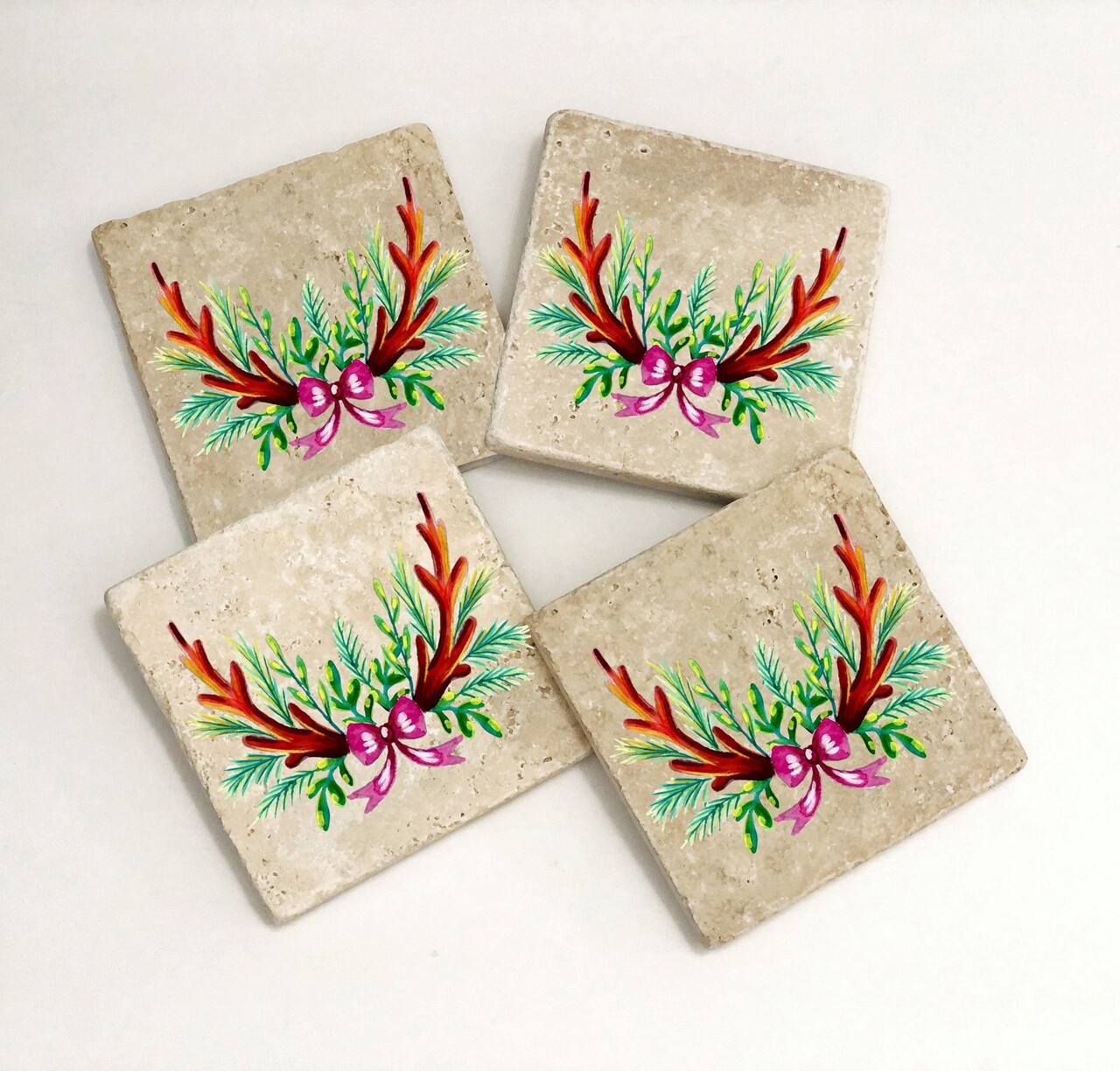 Set suporturi de pahare, Hermia, 366TYR1227, 10 x 10 x 1 cm, 4 piese, Multicolor - view 2