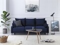 Canapea extensibila, Freesia, Mazzini Sofas, 3 locuri, cu lada de depozitare, 215x94x90 cm, catifea, albastru regal