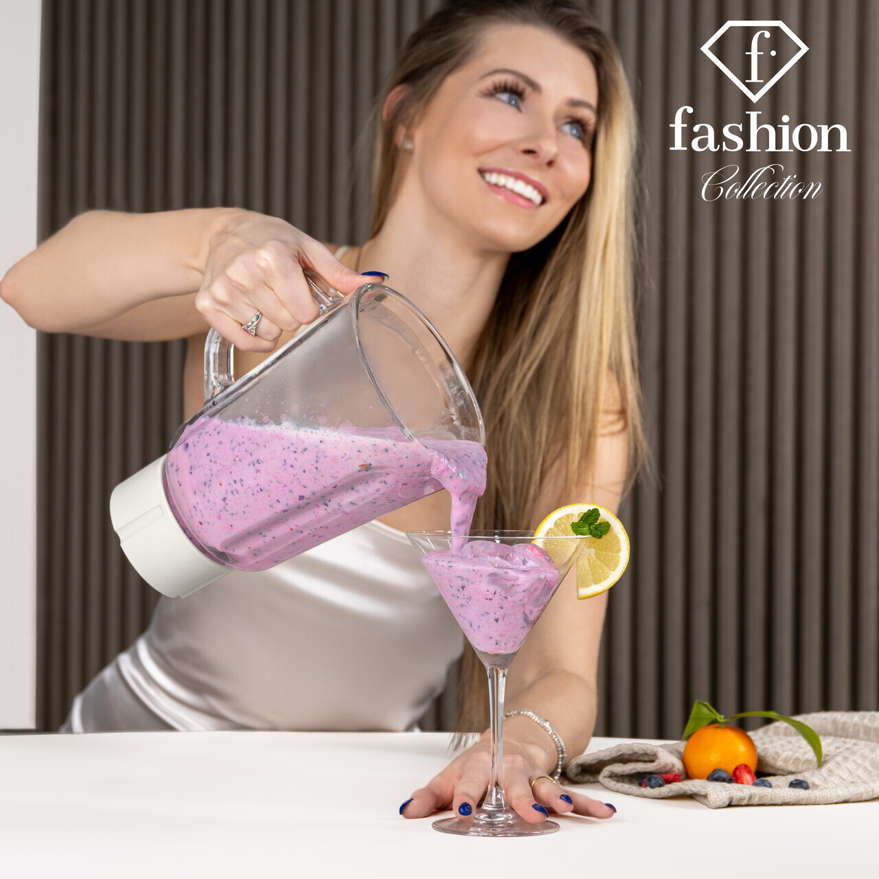 Blender de masa Fashion TV, Sahara, 1.5L, 1000W, plastic/sticla, crem/transparent - view 12