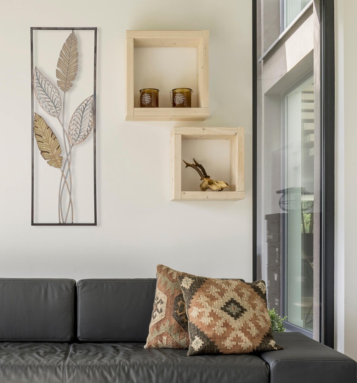 Decoratiune de perete Foglie-A, Mauro Ferretti, 30.5x91 cm, fier, auriu