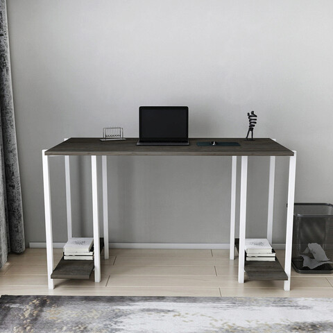 Birou, retricy, academy, 125.2x60x73.8 cm, pal, alb / gri închis