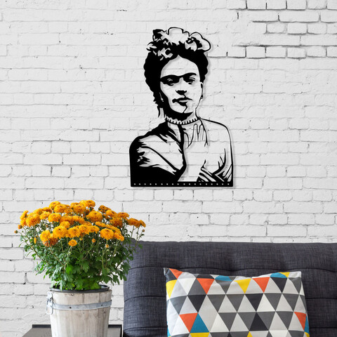 Decoratiune de perete, frida, metal, dimensiune: 32 x 49 cm, negru