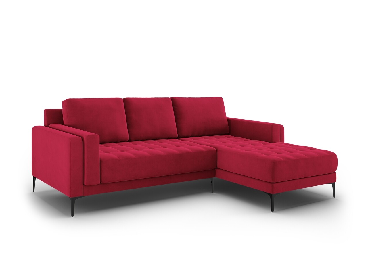 Coltar Dreapta, Orrino, Mazzini Sofas, 4 Locuri, 242x164x82 Cm, Catifea, Rosu Vin