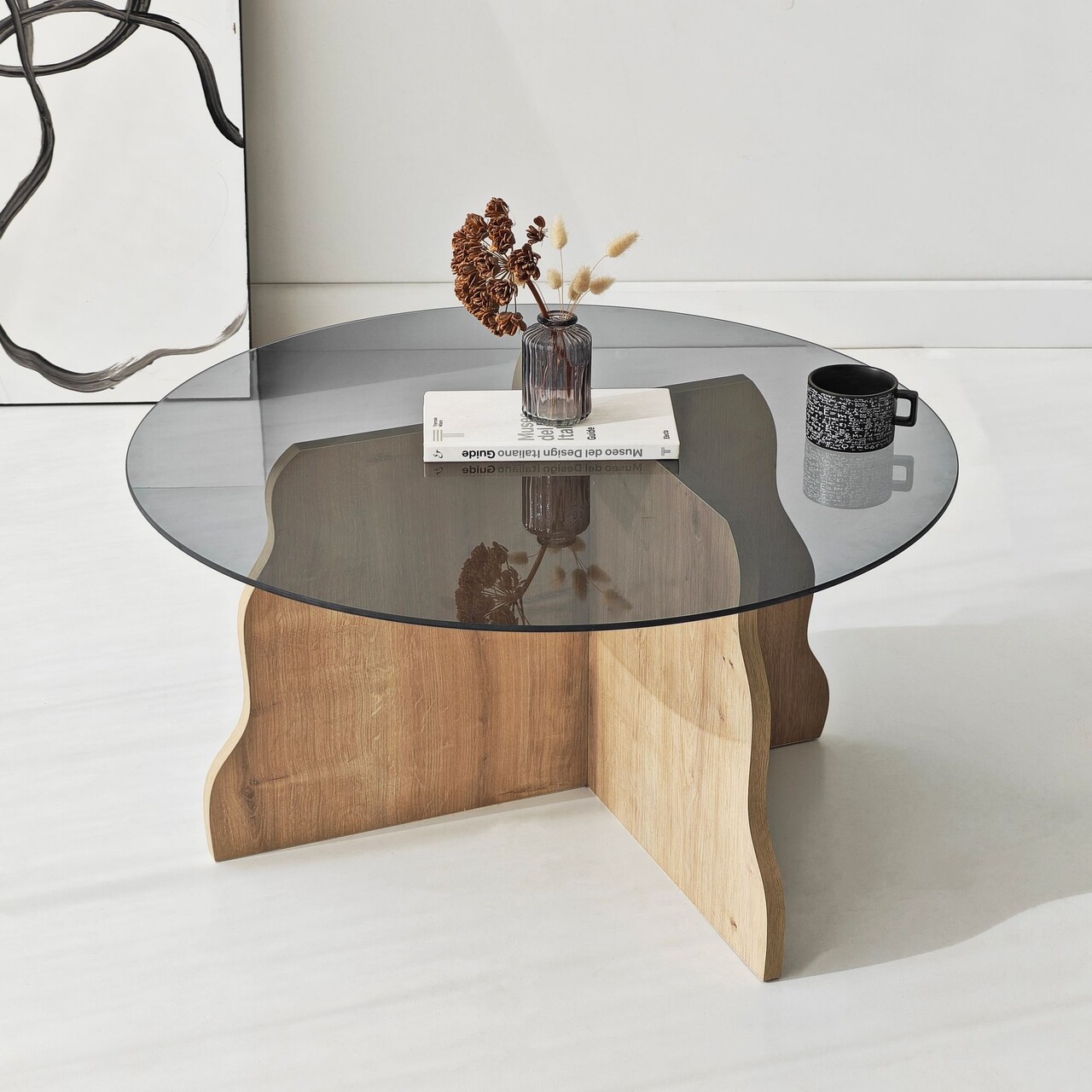 Masuta de cafea, Hanah Home, Butterfly, 75x40x75 cm, Stejar Safir / Fume - view 8