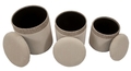 Set 3 taburete cu spatiu de depozitare Cream, Mauro Ferretti, 40.5x49.5 cm, MDF/poliester, crem