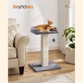 Stalp de zgariat pentru pisici / turn de catarat pentru pisici, Feandrea, 50x40x68 cm, MDF/plus/sisal, gri deschis