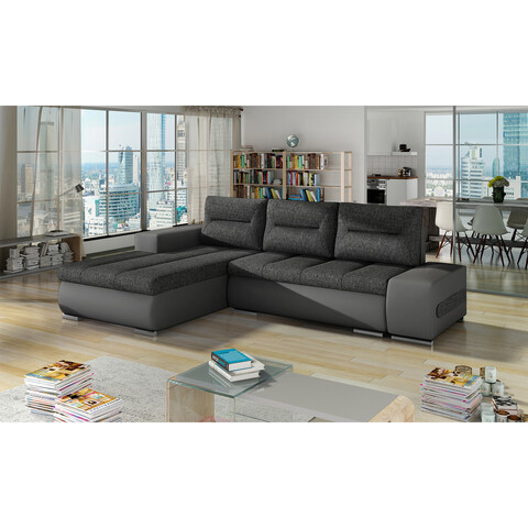 Coltar extensibil stanga 4 locuri ELTAP, Ov03, Ottavio, 275x180x85 cm, lemn/poliester, gri inchis/gri