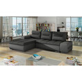Coltar extensibil stanga 4 locuri ELTAP, Ov03, Ottavio, 275x180x85 cm, lemn/poliester, gri inchis/gri